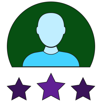 person icon with three stars